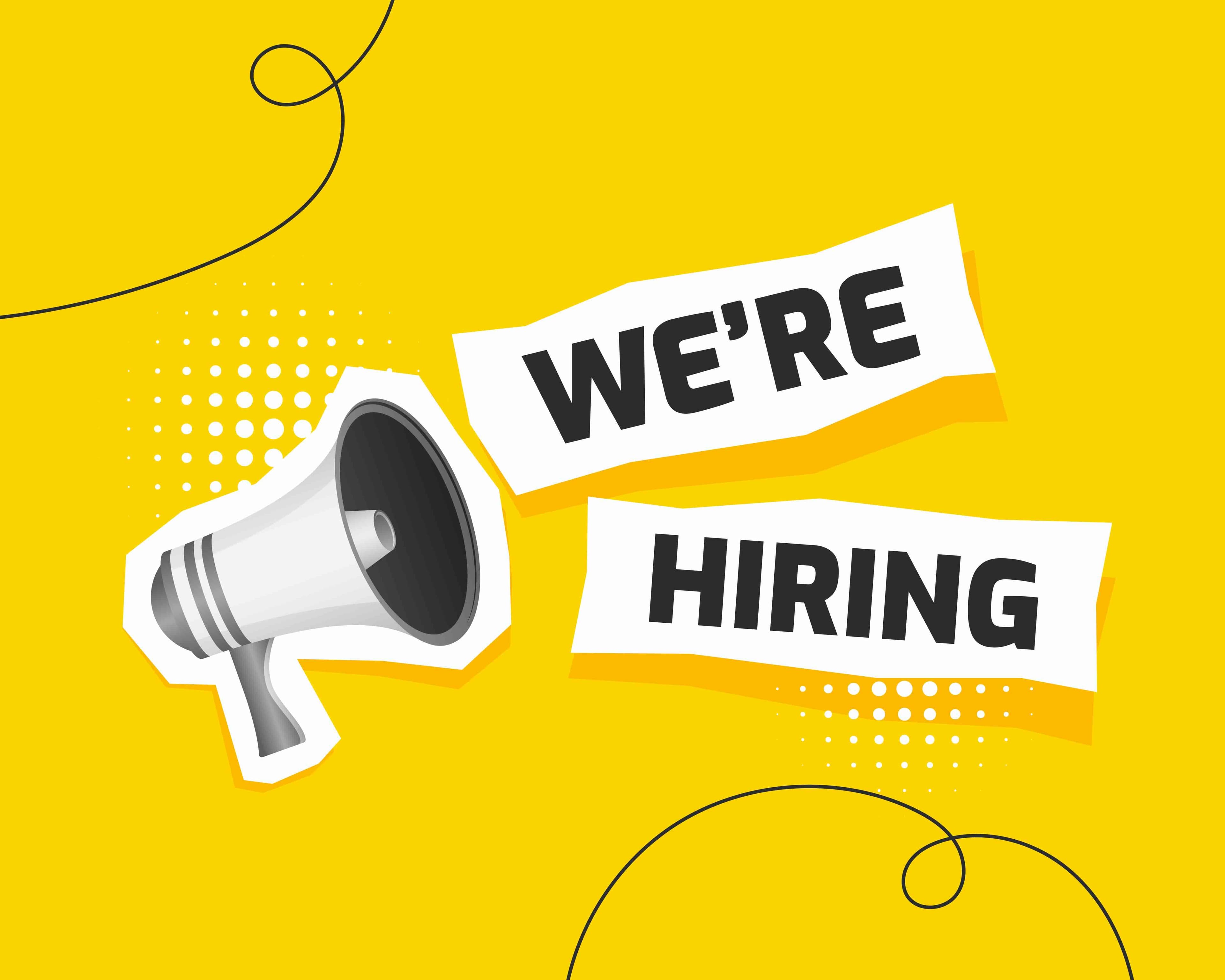 Mégaphone annonçant « We're hiring »